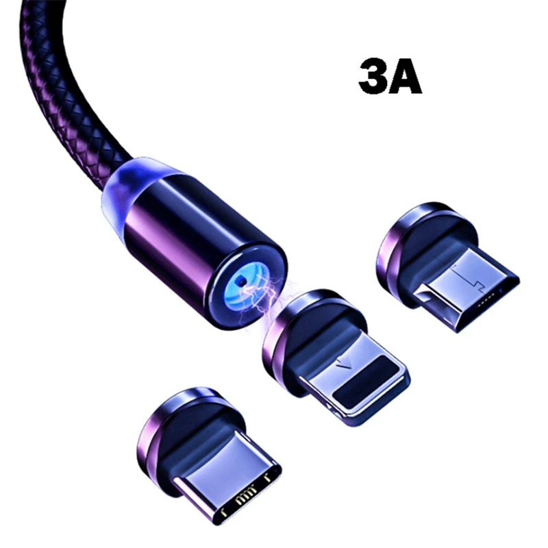Магнитный Micro USB кабель для быстрой зарядки, 3 А, для iPhone, samsung, кабель для передачи данных, магнитный кабель для зарядки, usb type-C, кабель для мобильного телефона