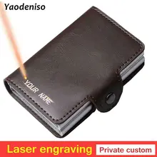 Двойной слоев Анти RFID Для мужчин кожаный держатель кредитной карты Металл ID Card Case Алюминиевый Защита карты мужской путешествия кошелек