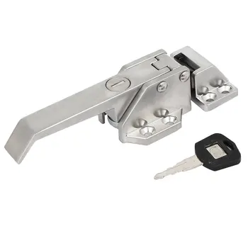 

uxcell Zinc Alloy Screw Fixed Freezer Cooler Door Pull Handle Latch Lock Silver Tone