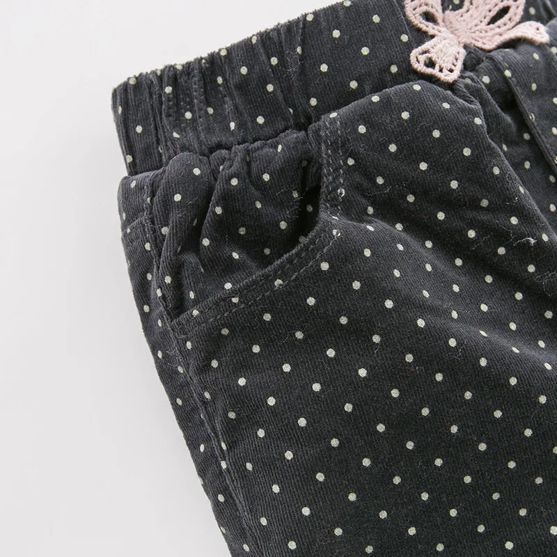 DB12217 dave bella/зимние модные штаны в горошек с бантом и карманами для маленьких девочек детские длинные штаны брюки для малышей