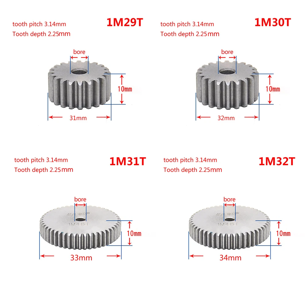 

1Pcs 45# Steel Spur Gear 1Mod 29T-44T Metal Moter Gear 29 Tooth - 44 Tooth Pinion Gear