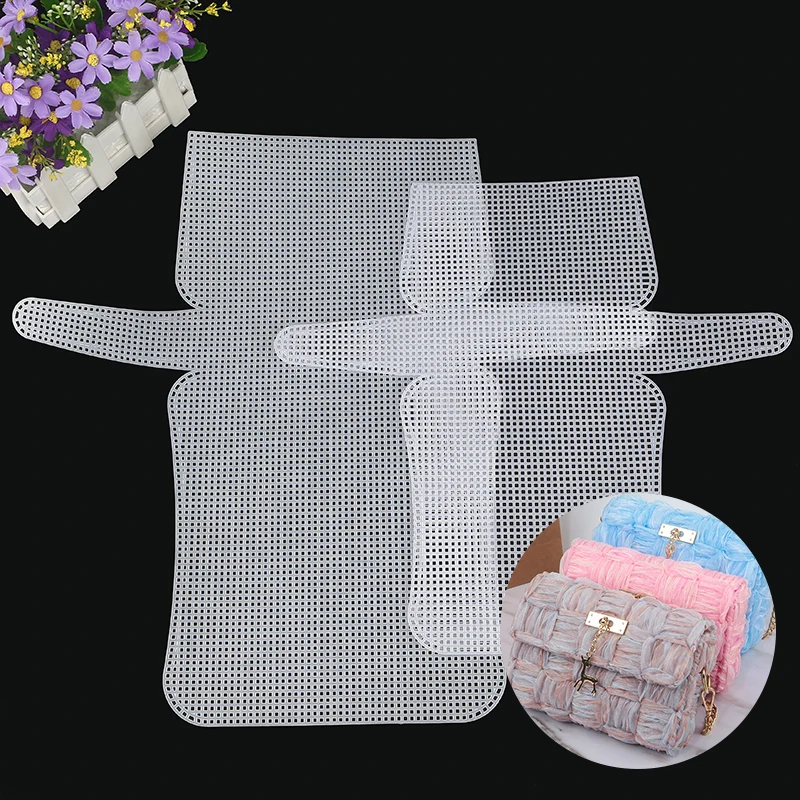 Plastic Mesh Cloth For Bag Making DIY Handcraft Bags Weaving Material Latch Hook Bags Made Plastic Grid Hook Crafts Accessories craft supplies