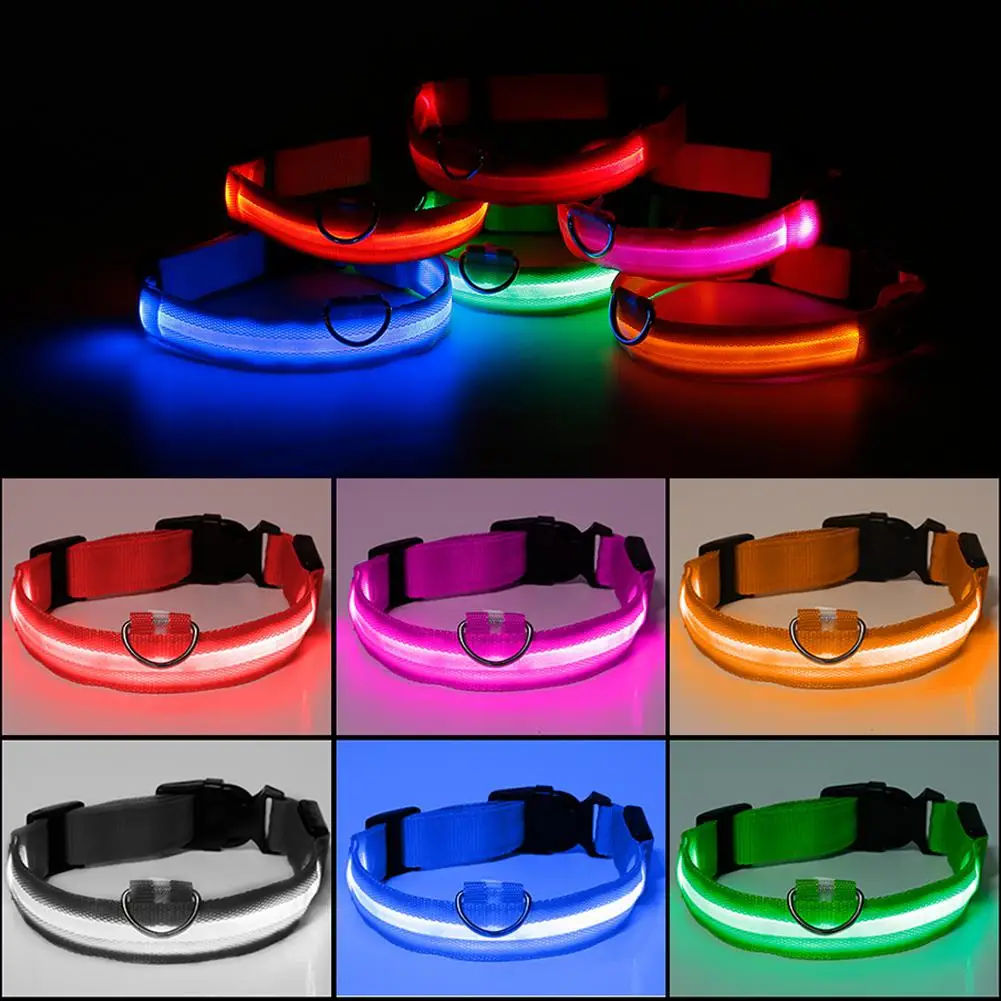 Hot Sale Flashing Glowing Gem Light LED Supplies Products Dog Light Pet Dog Collar Adjustable Small Pet Luminous Safety Collar