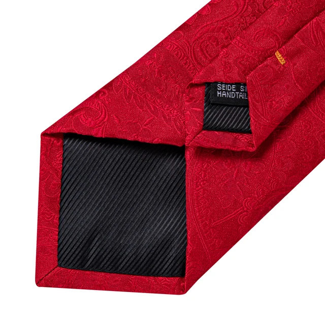 Nuovo Disegno Degli Uomini di Nozze Cravatta Rossa A Righe Solido Paisley Cravatte Per Gli Uomini D'affari Dropshipping DiBanGu Hanky Gemelli Cravatta Set 6