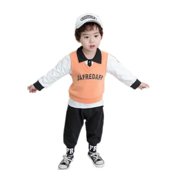 

New Spring Autumn Children Cotton Clothes Baby Boys T Shirts Letter Vest Pants 3Pcs/sets Infant Kids Fashion Toddler Tracksuits