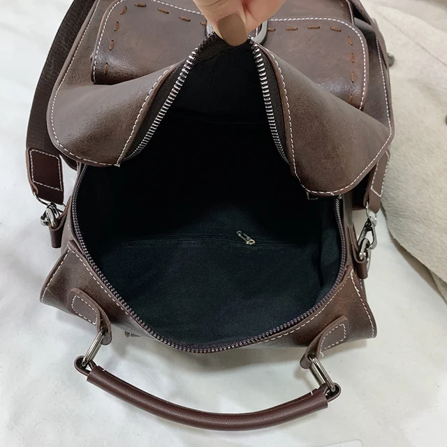Luxury Women Backpack 2020 Vintage Travel PU Leather Backpack Large Capacity Bookbag High Quality School Bags for Teenage Girls 6