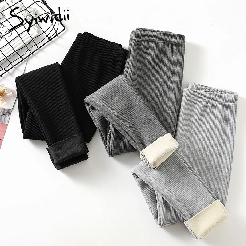 Leggings Women Trousers Pencil-Pants Ribbed Velvet Warm High-Waist Autumn Winter Casual