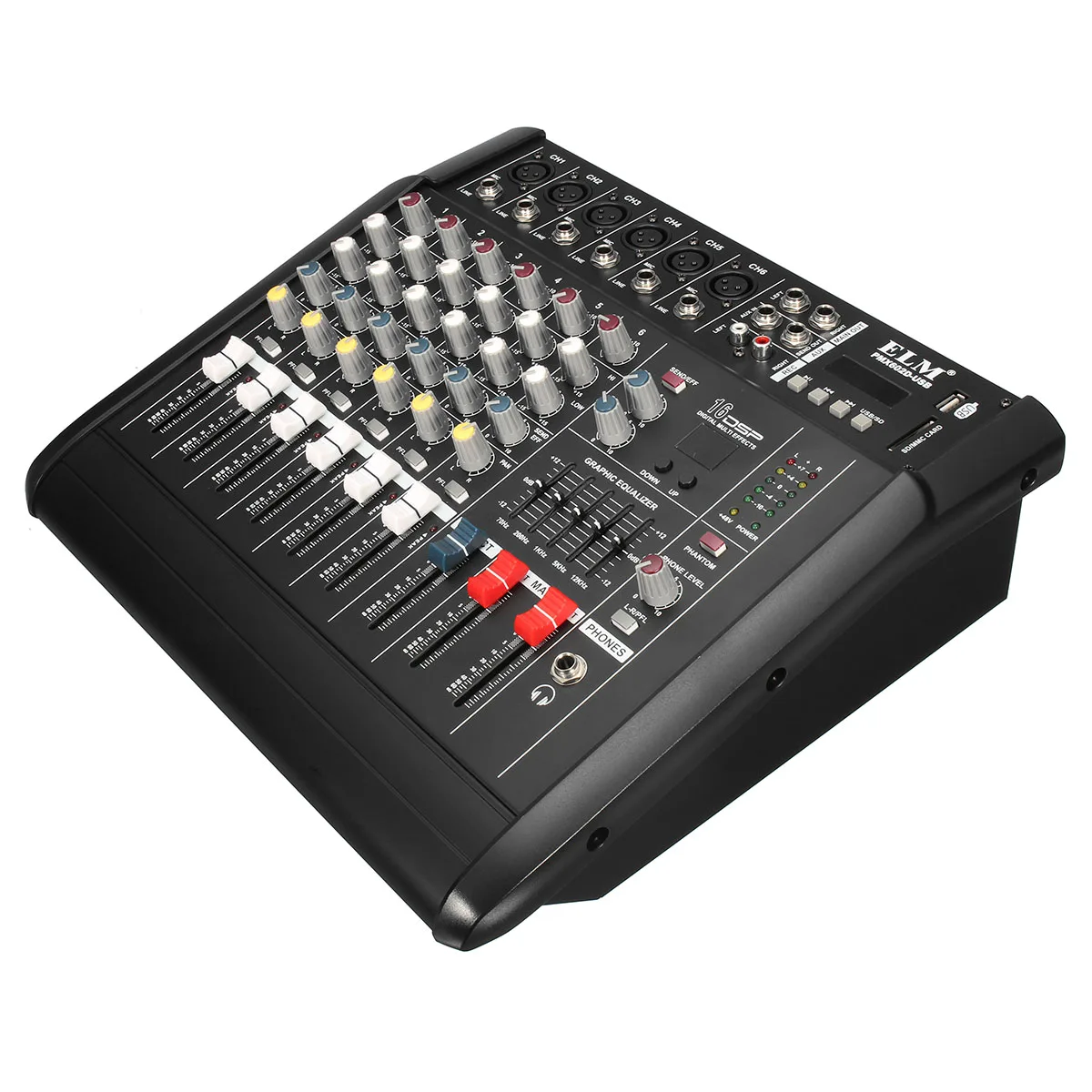48V Phantom полномочия смеситель USB 6-канальный усилитель DJ караоке аудио микшер Поддержка USB накопитель устройство чтения карт памяти для производительность Семья