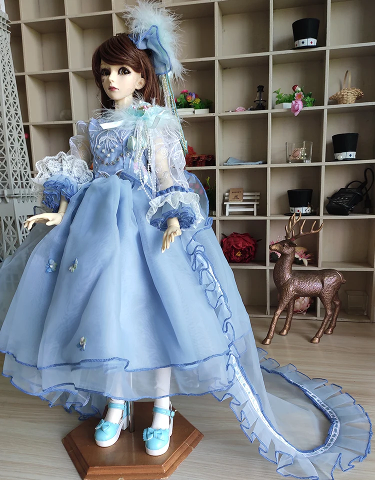 1/4 1/3 BJD платье со шлейфом+ головной убор комплект аксессуары для кукол для BJD/SD MSD SD13, не включает в себя куклы, обувь, парик и другие E2692