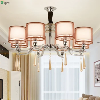 

Modern Chrome Metal Led Chandeliers Lighting Crystal Dining Room Led Pendant Chandelier Lights Living Room Hanging Lamp Fixtures