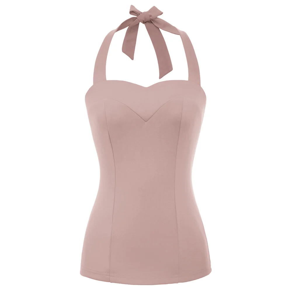 

BP Sexy Women's casual tops Solid Color Backless Halter Sweetheart Neck Tops new fashion