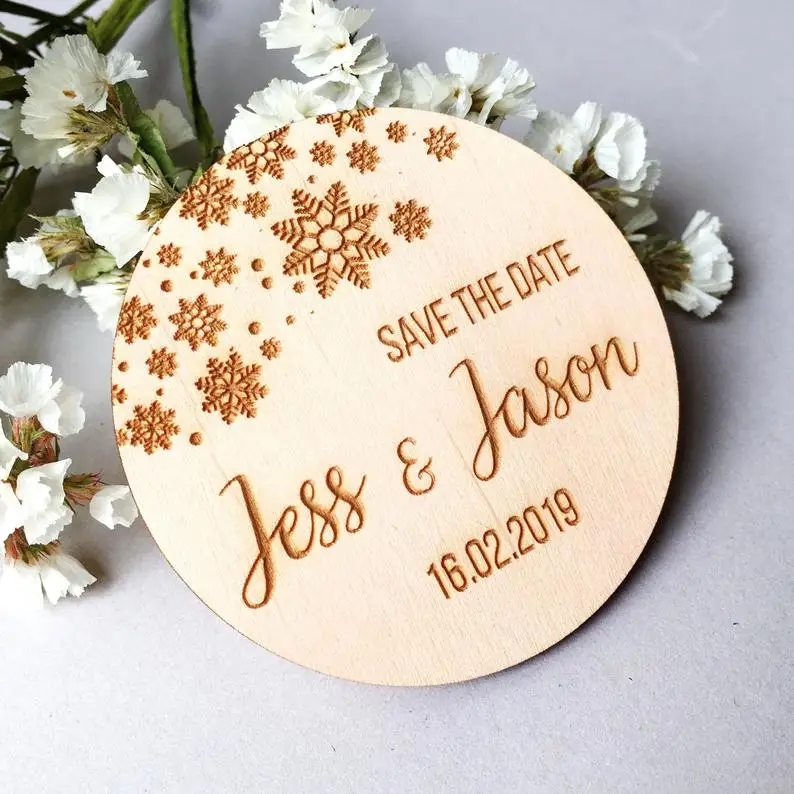  Personalize names date engraved Wooden Card save the date Wedding invitations Magnets Invitation Ca - 4.00013E+12