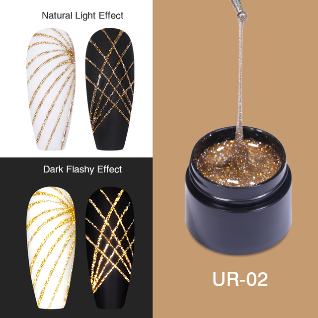 SUGAR 7ml Reflective Glitter  Nail Art Sparkling Effect Gold Silver Wire Line Drawing Painting Gel Polish