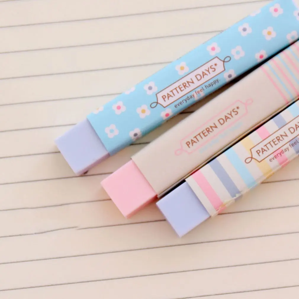 

Cute Kawaii Heart Flower Rubber Erasers Lovely Stripe Pencil Eraser For Kids Gift Creative Korean Stationery Novelty Item