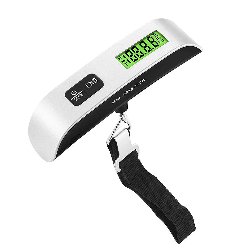 Fosmon Digital Luggage Scale, 110 LB Stainless Steel Hanging Handheld  Travel Scale with Tare Function - Silver