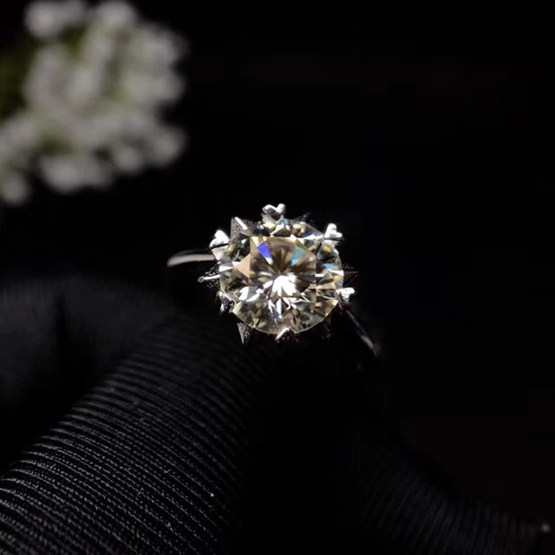 Классическое серебряное кольцо Moissanite для помолвки 2ct VVS Grade из серебра 925 пробы