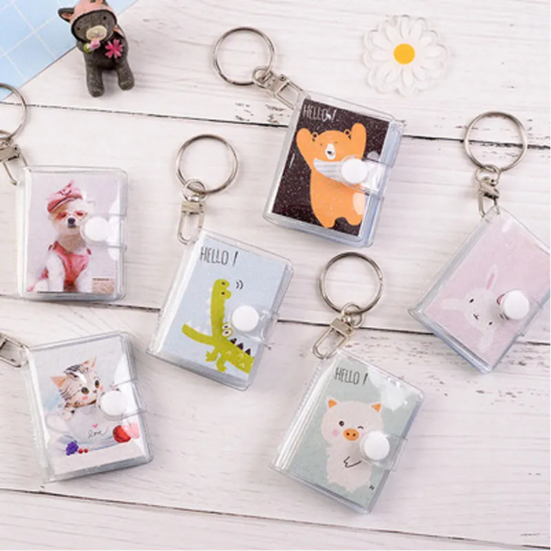  1/2inch 16 Pockets Mini Photo Album Keychain Photocard Holder  Binder Wirh Chain Small Card Holder Cute Photos Collect (Color : B-9 2inch)  : Home & Kitchen