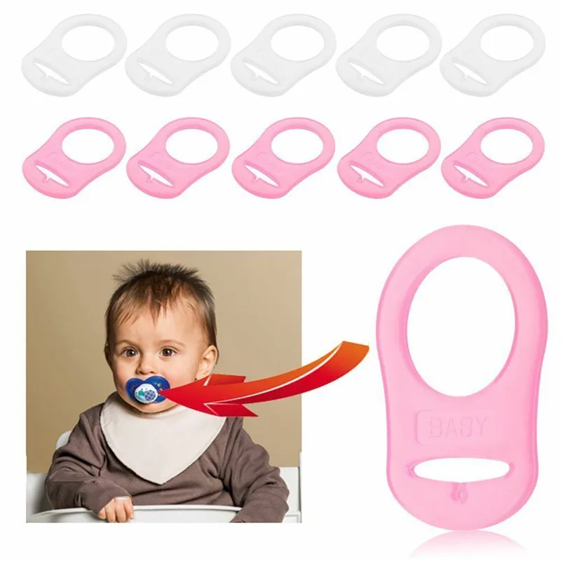 5 Pcs/SET Clear Silicone Button Ring Baby Dummy Pacifier Holder Clip