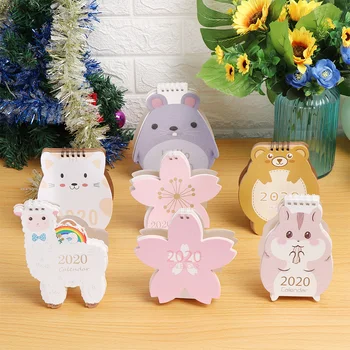 

1 PC Cute 2020 Cat Cherry Blossom Desktop Paper Calendar Daily Schedule Planner Agenda Organizer Cartoon Calendar Home Decor