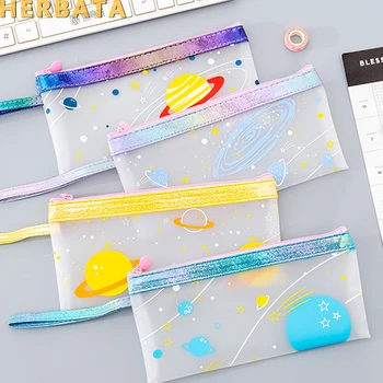 

Creative Korean Cute Planet Pencil Bag Student Portable hand-held Waterproof Pan Bags Stationery Organize Admission Stationery