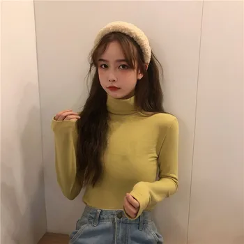 

PX2710 Turtleneck solid color base shirt top autumn 2020 new long-sleeved T-shirt women