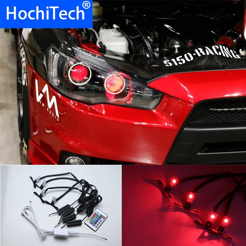 4 шт. многоцветный RGB демон глаз светодиодный дьявол глаза с беспроводным пультом