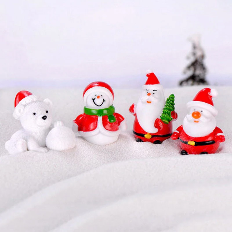 Мини Новогоднее украшение из полимера Санта Клаус Снеговик модель Рождественская елка миниатюрные фигурки украшение дома