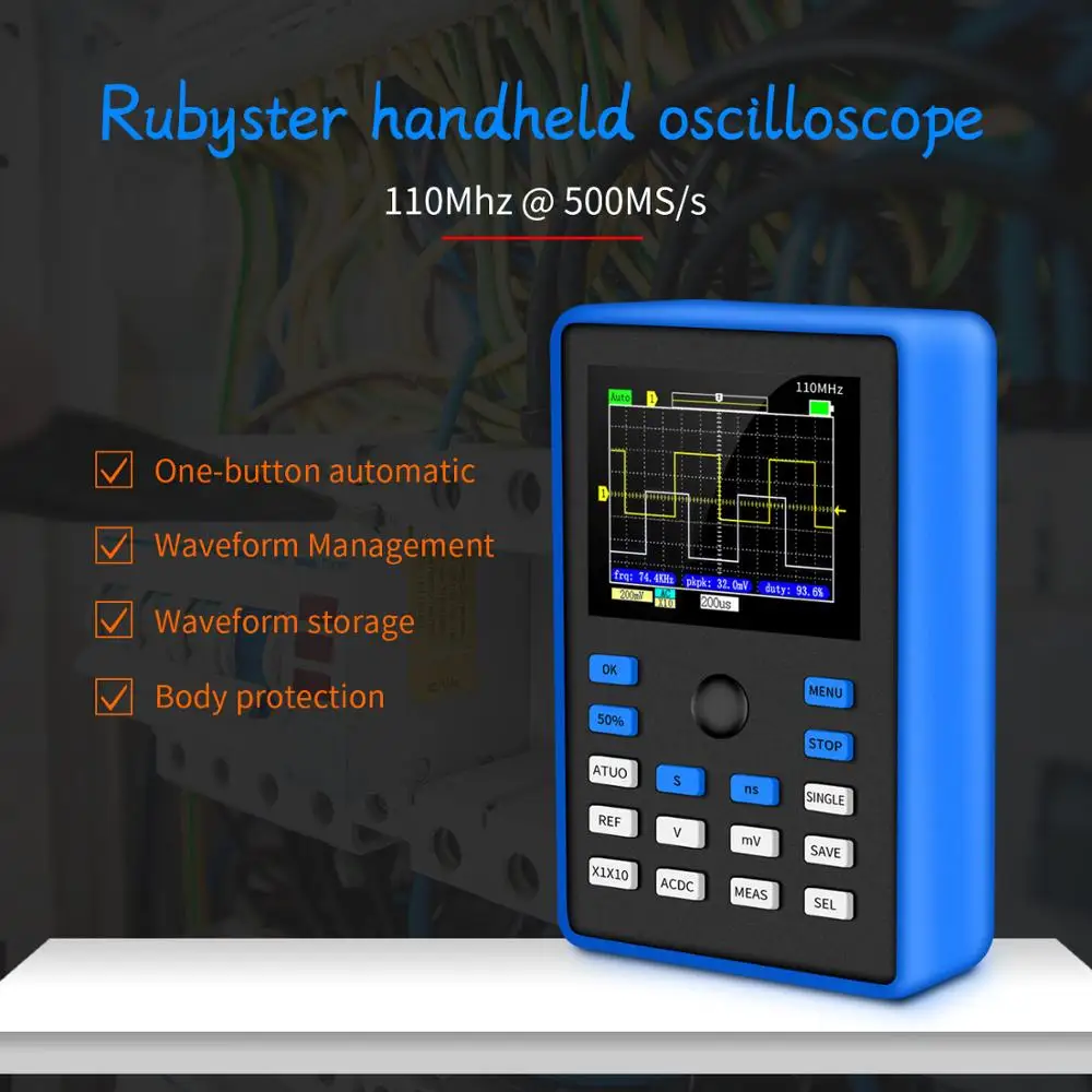 

DSO1C15 Professional Digital Oscilloscope 500MS/s Sampling Rate 110MHz Analog Bandwidth Support Waveform Storage