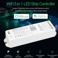 Miboxer WL5 2,4G 15A 5 в 1 WiFi светодиодный контроллер для одного цвета, CCT, RGB, RGBW, RGB+ CCT светодиодный полосы, поддержка Amazon Alexa Voice