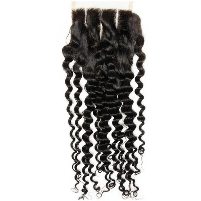 Deep Wave Lace Closure Brazilian Curly Wave Closure Human Hair Free Section for Women Wavy Cosplay Hair Wig
