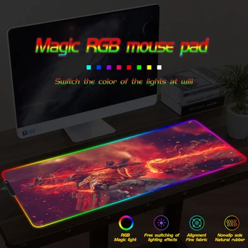 

FFFAS Shooting Gaming RGB Large Gamer Mousepad USB LED Lighting Backlit Rainbow Computer Mat Rubber Keyboard Desk Padtop