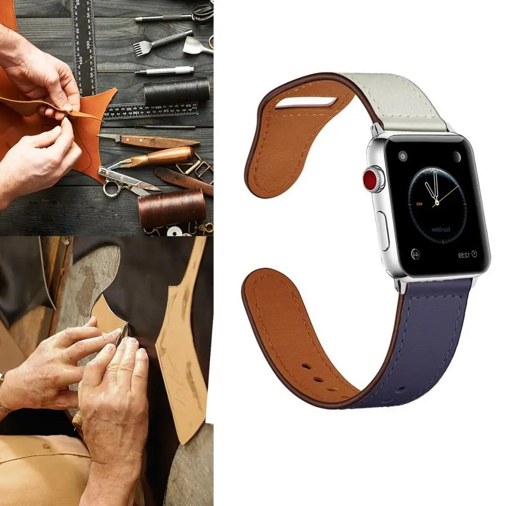 Кожаный ремешок для apple watch, ремешок 42 мм, 38 мм, версия натуральная кожаная Петля ремешок для наручных часов iwatch, Версия 44 мм 40 мм 5/4/3/2/1 браслет аксессуары