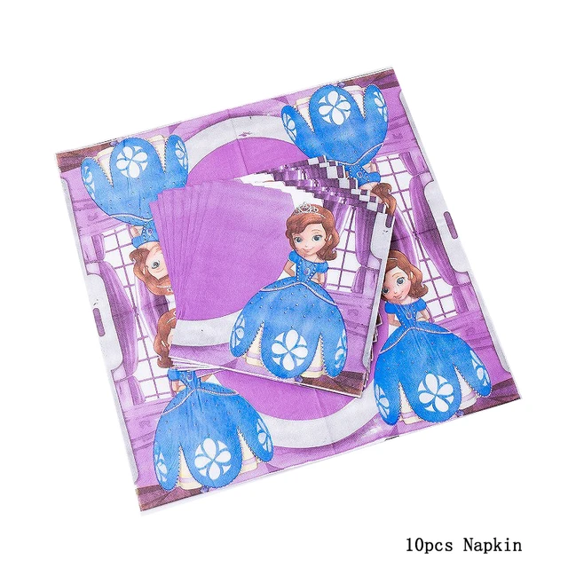 New Disney Sofia Princess Theme Party Disposable Tableware For Decorations Birthday Party Baby Shower Napkin Plate Cup Supplies 10pcs Napkin