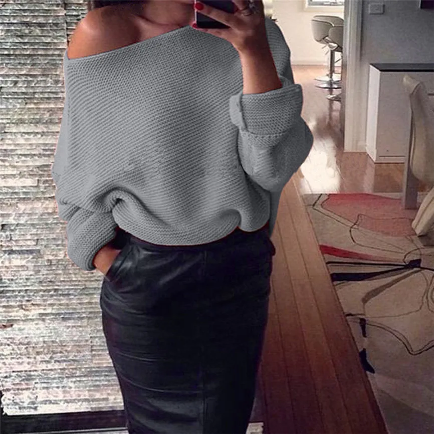 

Women's Turtleneck Off The Shoulder Sweater Chunky Knit Knitted Sweater Women Oversize Baggy Jumper Top Womens Jumpers Winter