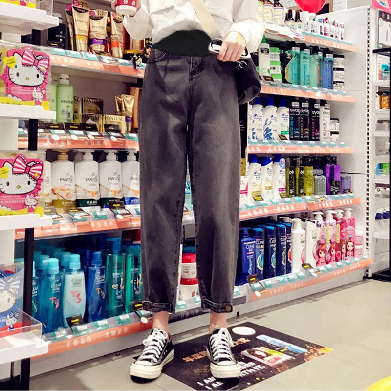 

Maternity Jeans Outer Wear Fashion Mom 2019 Spring And Autumn New Style Korean-style Loose-Fit Radish Dad Pants Harem Capri Pant