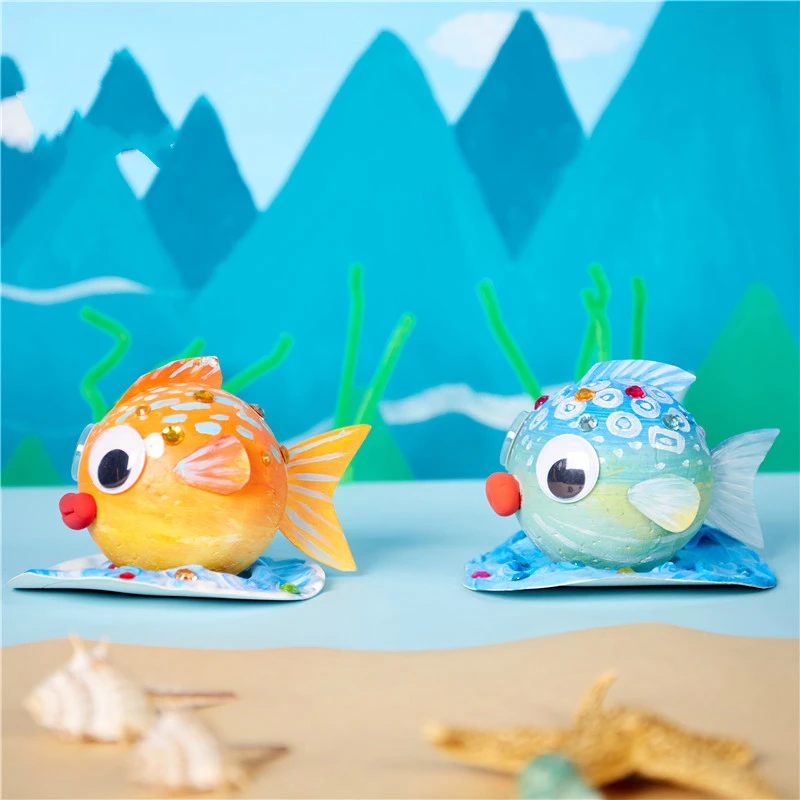 DIY Bubble Fish Drawing Toys For Children Foam Ball Painting Kindergarten Art Kids Craft Educational Toys Decorations Gifts