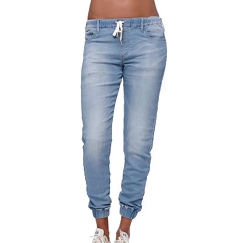 Новинка, женские джинсы с высокой талией, на пуговицах, женские брюки, тонкие, эластичные, размера плюс, Стрейчевые джинсы размера плюс, джинсовые, синие, обтягивающие, узкие брюки - Цвет: light blue
