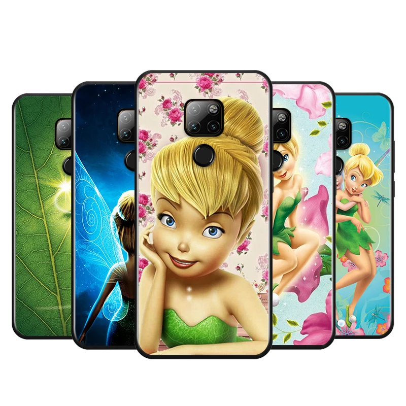 Мягкий черный чехол для телефона с изображением принцессы из Диснея Tinkerbell Huawei P