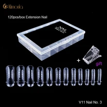 Uñas postizas transparentes de doble forma, sistema de uñas de cobertura completa, molde de construcción de Gel rápido, puntas de extensión de dedos, herramientas para gel ultravioleta No3, 120 Uds.