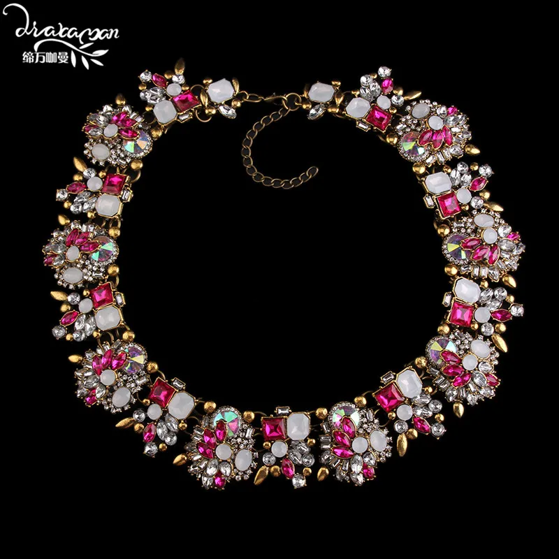 Бренд Dvacaman, лидер продаж, колье ручной работы с кристаллами, женское модное цветочное массивное ожерелье, для помолвки, шоу, вечерние ювелирные изделия O5 - Окраска металла: 10