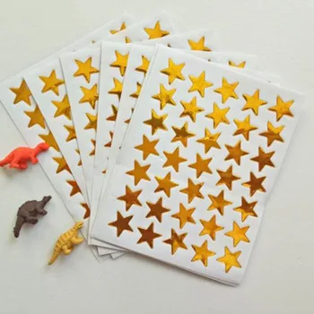 

10Pcs Child Gilding Reward Flash Sticker Teacher Praise Label Award Five-pointed Star Gold Sticker Self-adhesive cute Stickers