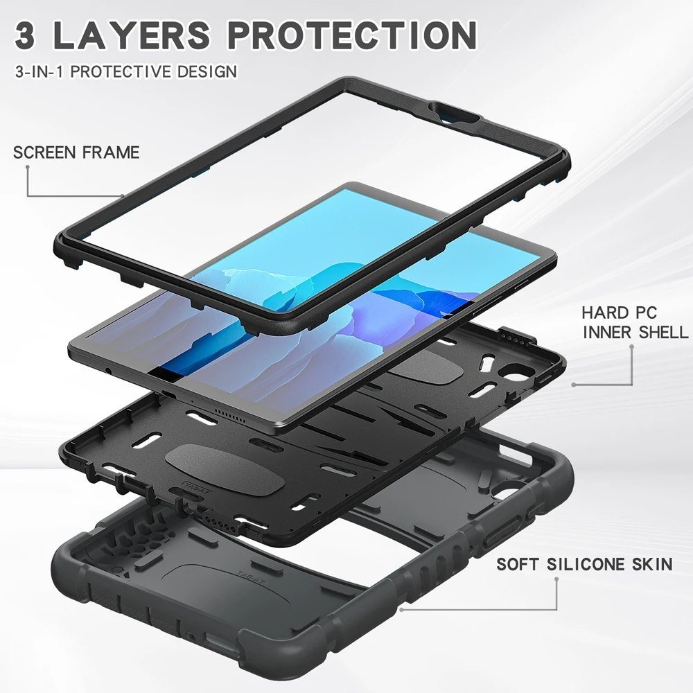 Samsung Galaxy Tab A7 Lite 8.7 inch SM-T220 SM-T225 Case Kids Safe Shockproof Hard PC Silicon Hybrid Stand Tablet Cover tablet case