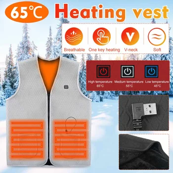 

Heated Jacket Vest USB Infrared Heating Sleeveless Waistcoat Winter Thermal Clothing 65°C Up For Outdoor Sports Hiking Hunting