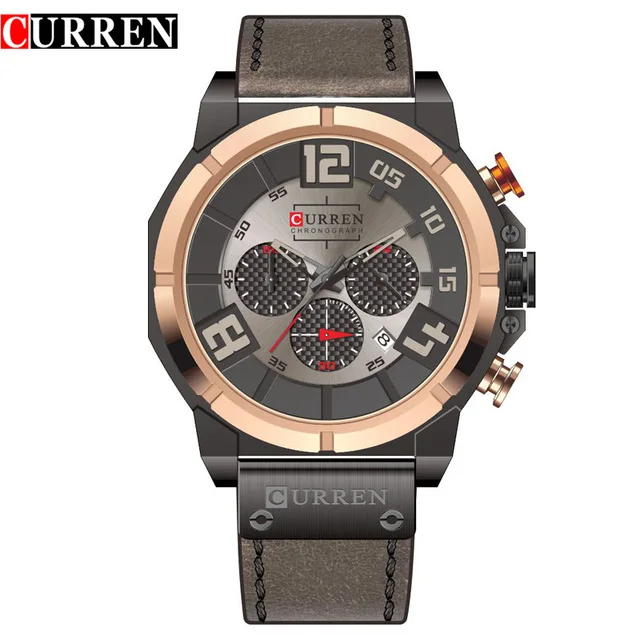 gray gray Curren хронограф часы мужские s кварцевые часы мужские роскошные брендовые знаменитые часы из нержавеющей стали модные часы Orologio Uomo Hodinky 8287 - Цвет: gray gray