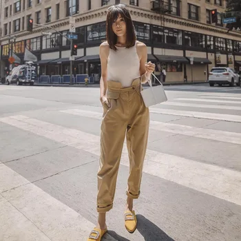 

European And American Trend High Waist Baggy Wide Leg Pants 2019 Women's Casual Pants Quick Sale One Piece Hair Substitute 83253