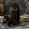 Men's genuine leather messenger bag A4 vintage Crazy horse leather shoulder Bag cowhide magnetic flap Laptop crossbody bag ► Photo 2/6