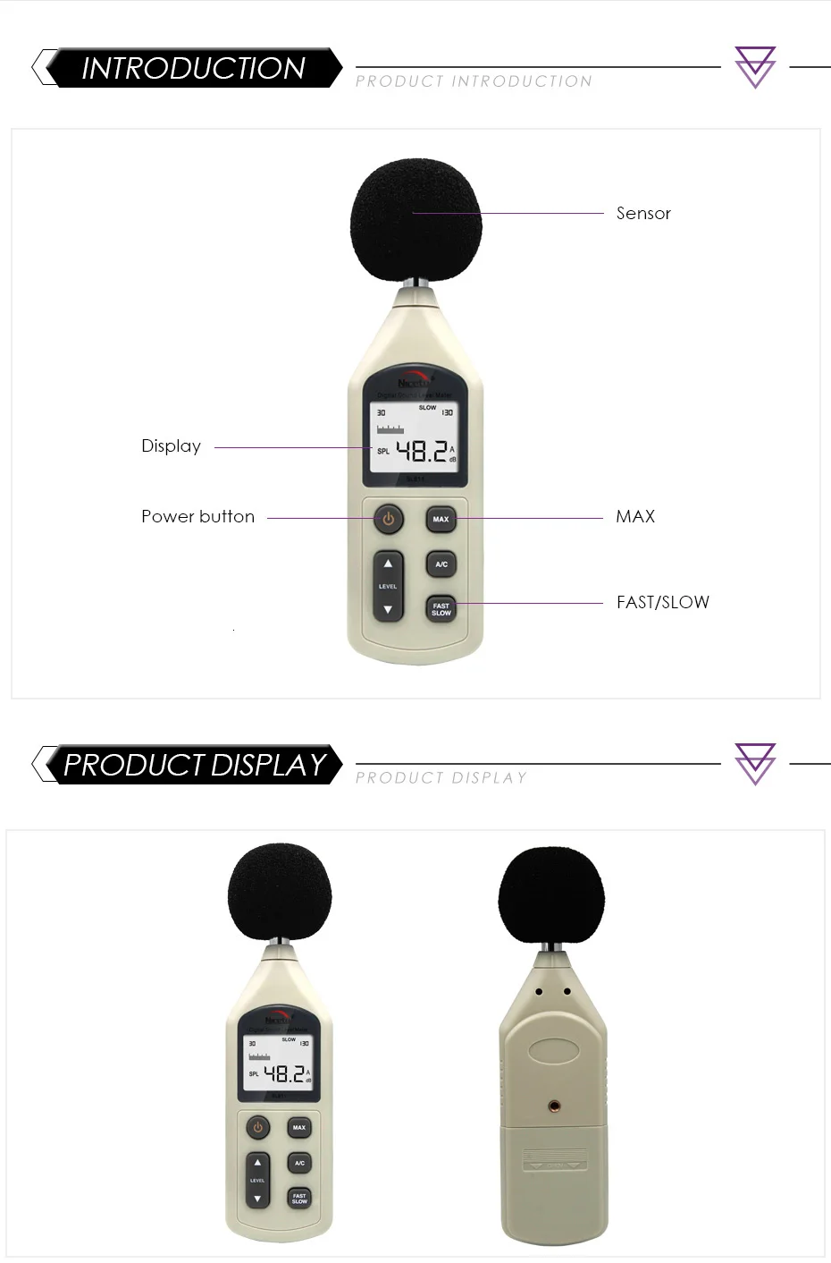 Nicety SL811 30~ 130 дБ Цифровой звук шум Аудио Уровень Metermedidor децибел Измерение децибел Давление Регистратор Тестер