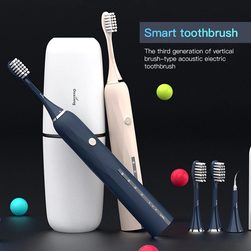

2020 New Selling Vertical Brush Sonic Whitening Electric Toothbrush Appearance Fashion Set With Four Brush Heads