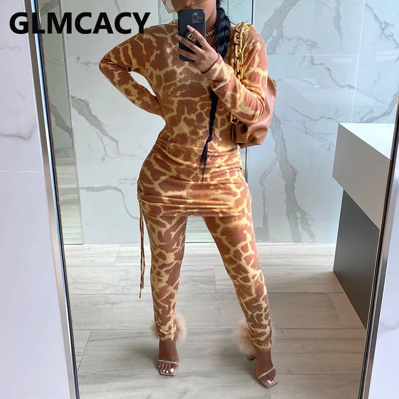 Женские костюмы Twp с леопардовым принтом рубашка длинным рукавом и повседневные