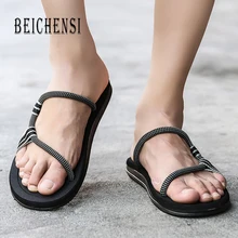 Летняя пляжная обувь в римском стиле; сандалии-Вьетнамки; мужские сандалии; Hombre; сандалии-гладиаторы для мужчин; шлепанцы без застежки на плоской подошве; шлепанцы; размеры 36-45